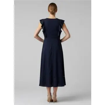 Navy Flared Ruffle Dress – Soho Market Boutique