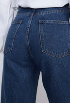 Dark Denim Raw Hem Jeans