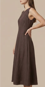 Brown A-Line Midi Dress