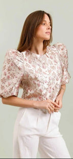 Jacquard Pink Metallic Top