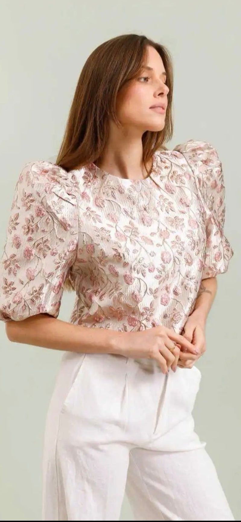 Jacquard Pink Metallic Top