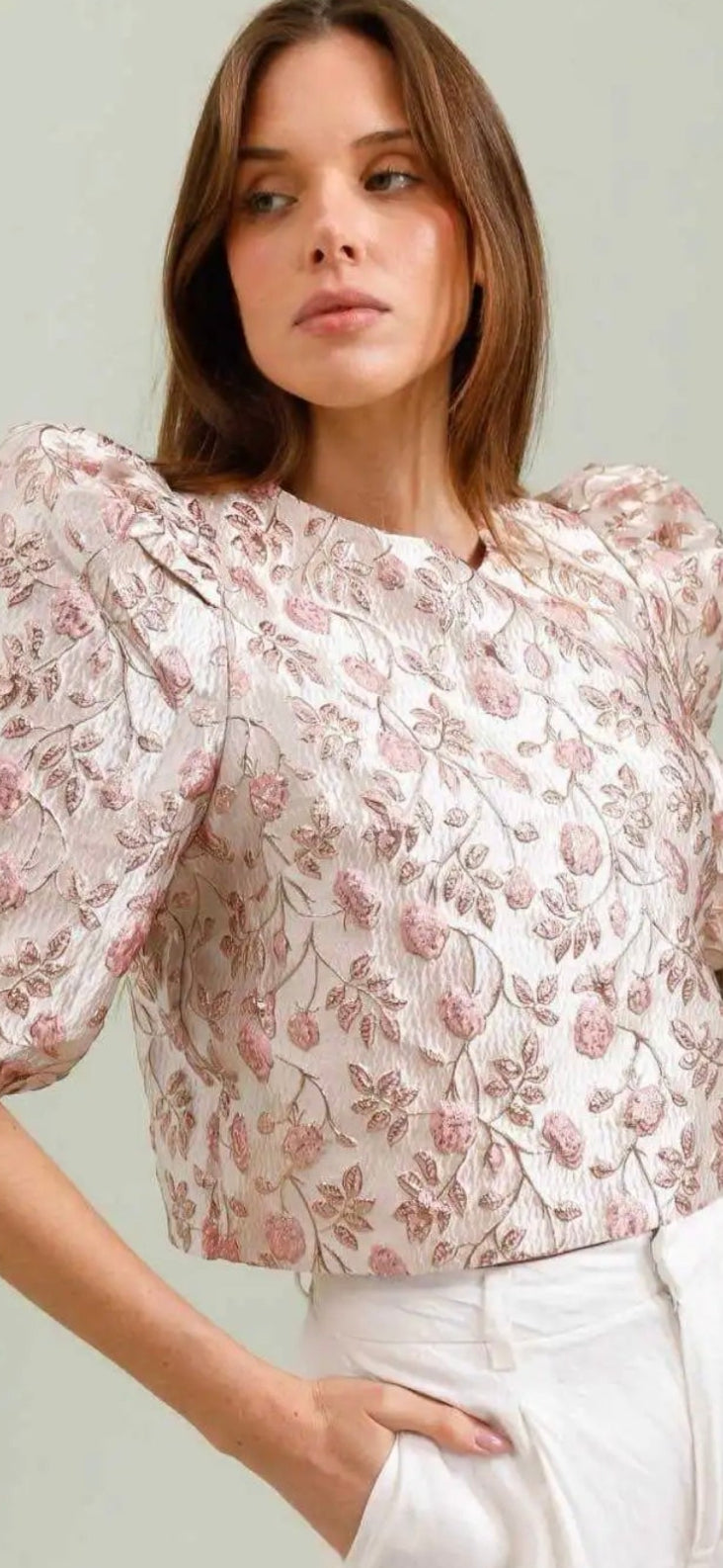 Jacquard Pink Metallic Top