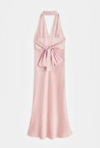 Pink Satin Halter Neck Dress