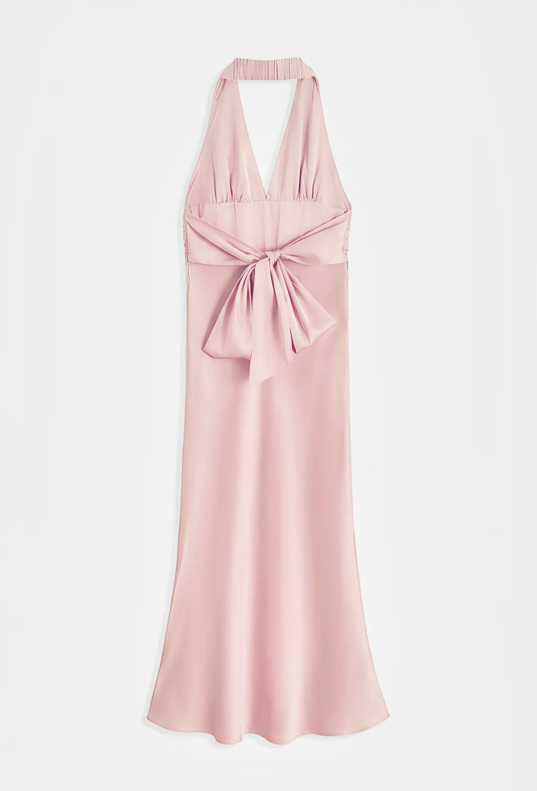 Pink Satin Halter Neck Dress