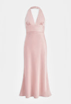 Pink Satin Halter Neck Dress