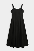 Black Square Neck Flared Dress