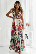 Tiered Floral Button Down Gown