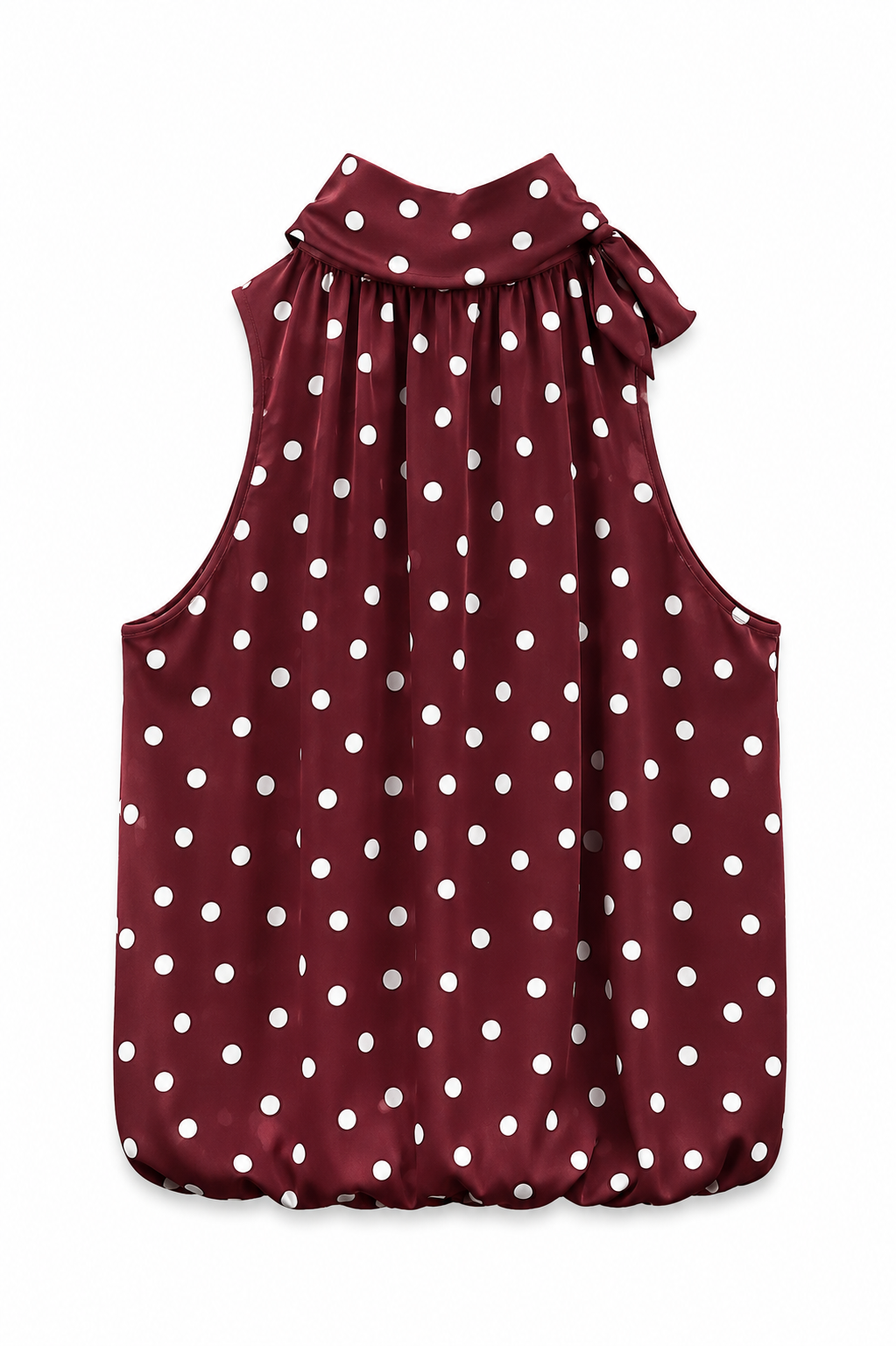 Burgundy & White Polka Dot Halter Neck Top
