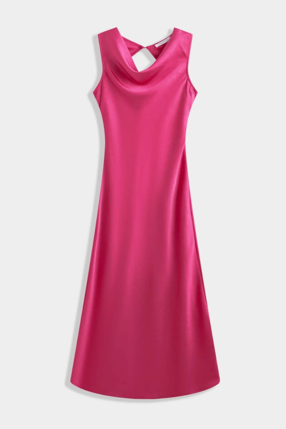 Sleeveless Satin Cowl Neck Dress