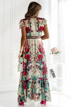 Tiered Floral Button Down Gown