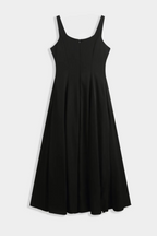 Black Square Neck Flared Dress