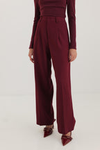 Burgundy Wide Leg Trousers