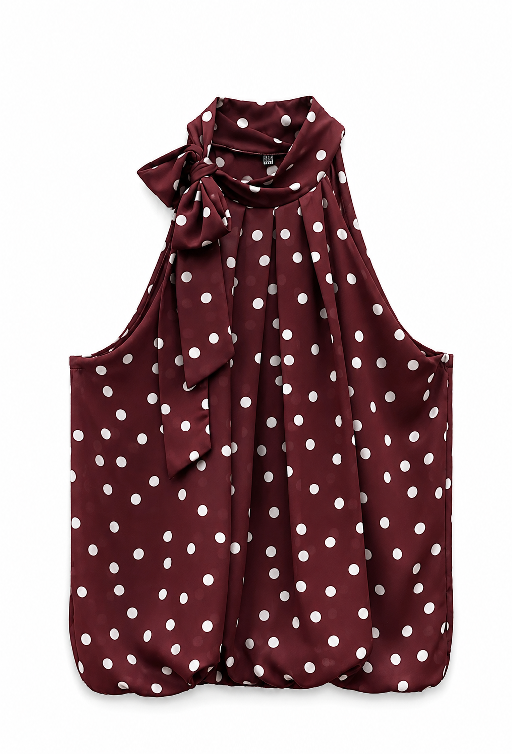 Burgundy & White Polka Dot Halter Neck Top