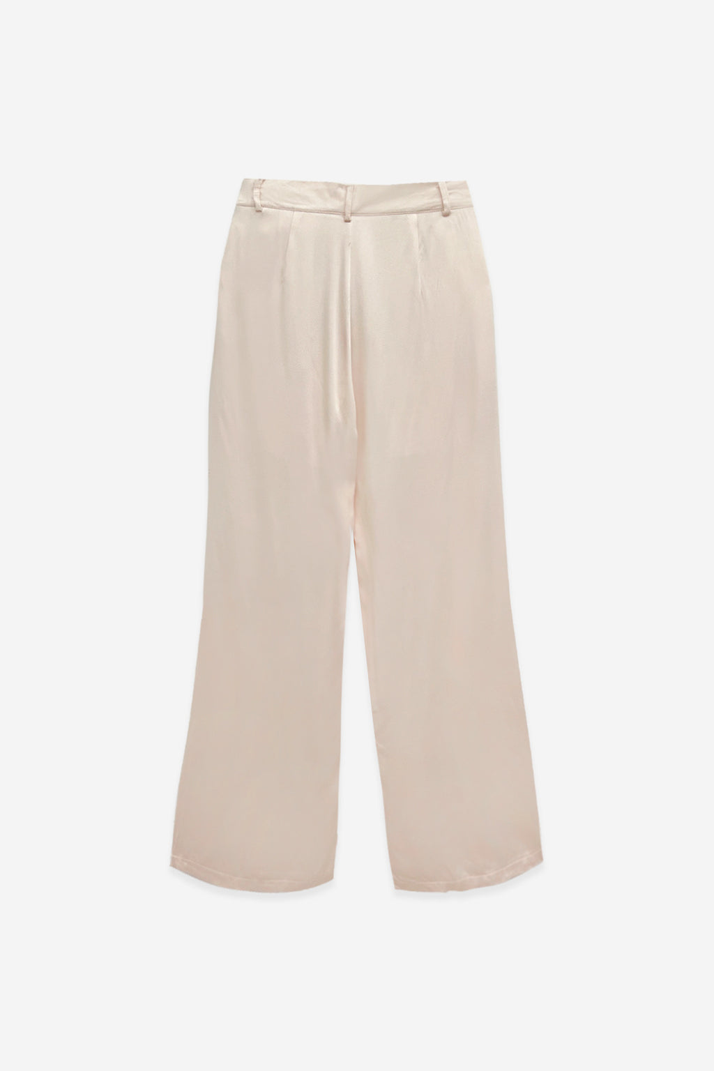 Nude Pink Satin Wide Leg Trousers