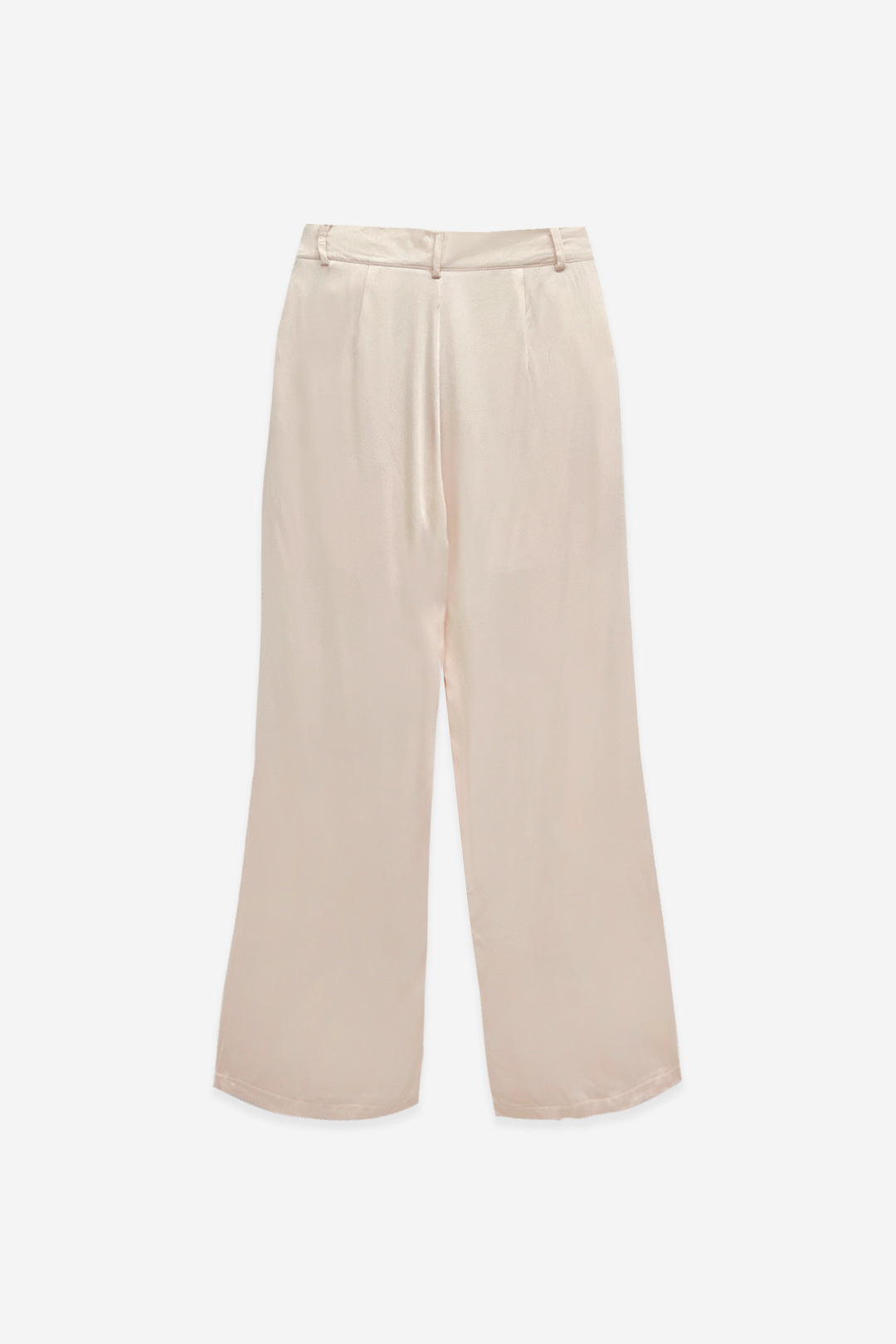Nude Pink Satin Wide Leg Trousers