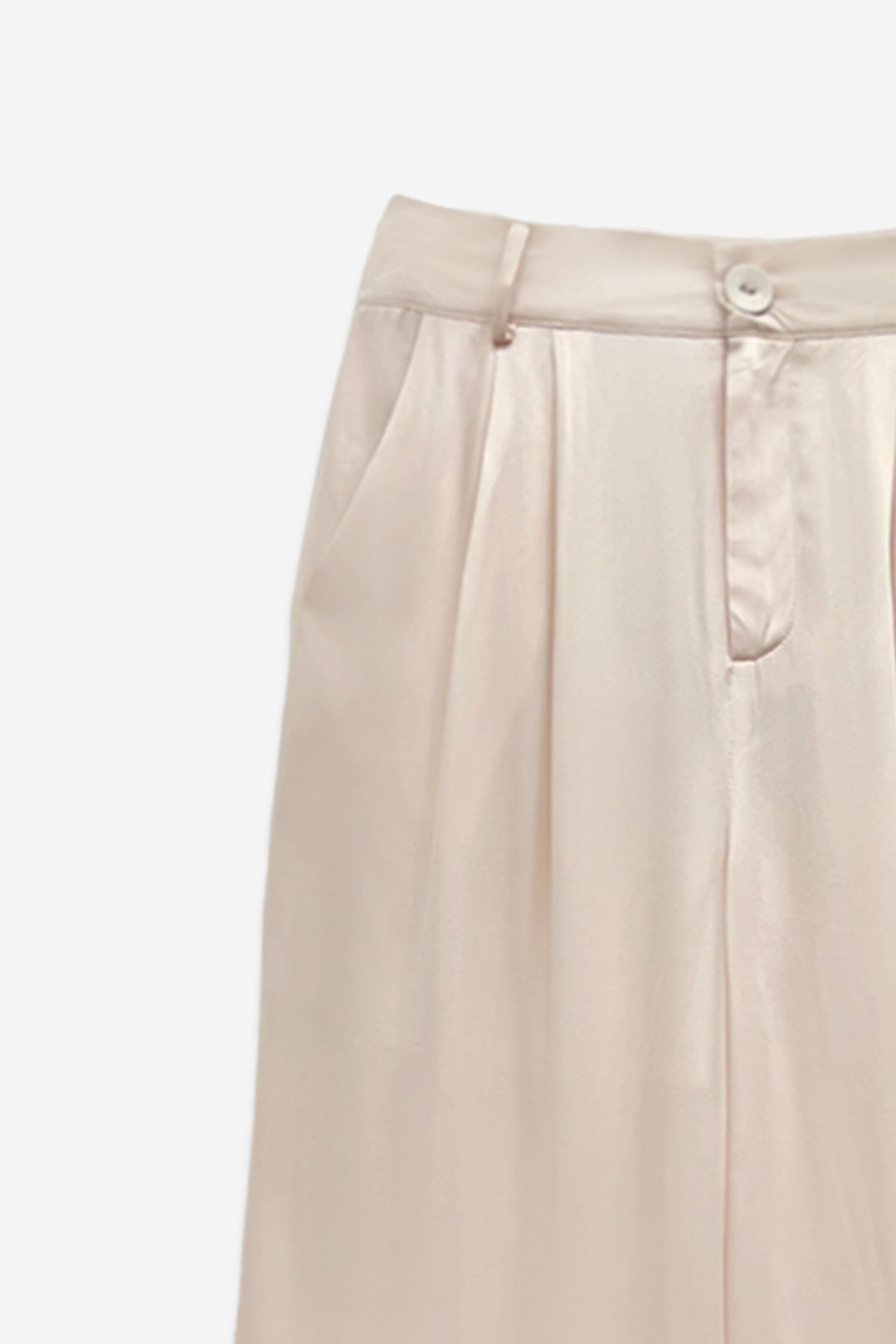 Nude Pink Satin Wide Leg Trousers