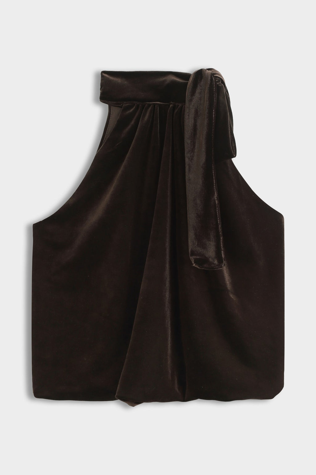 Brown Velvet Tie Neck Top