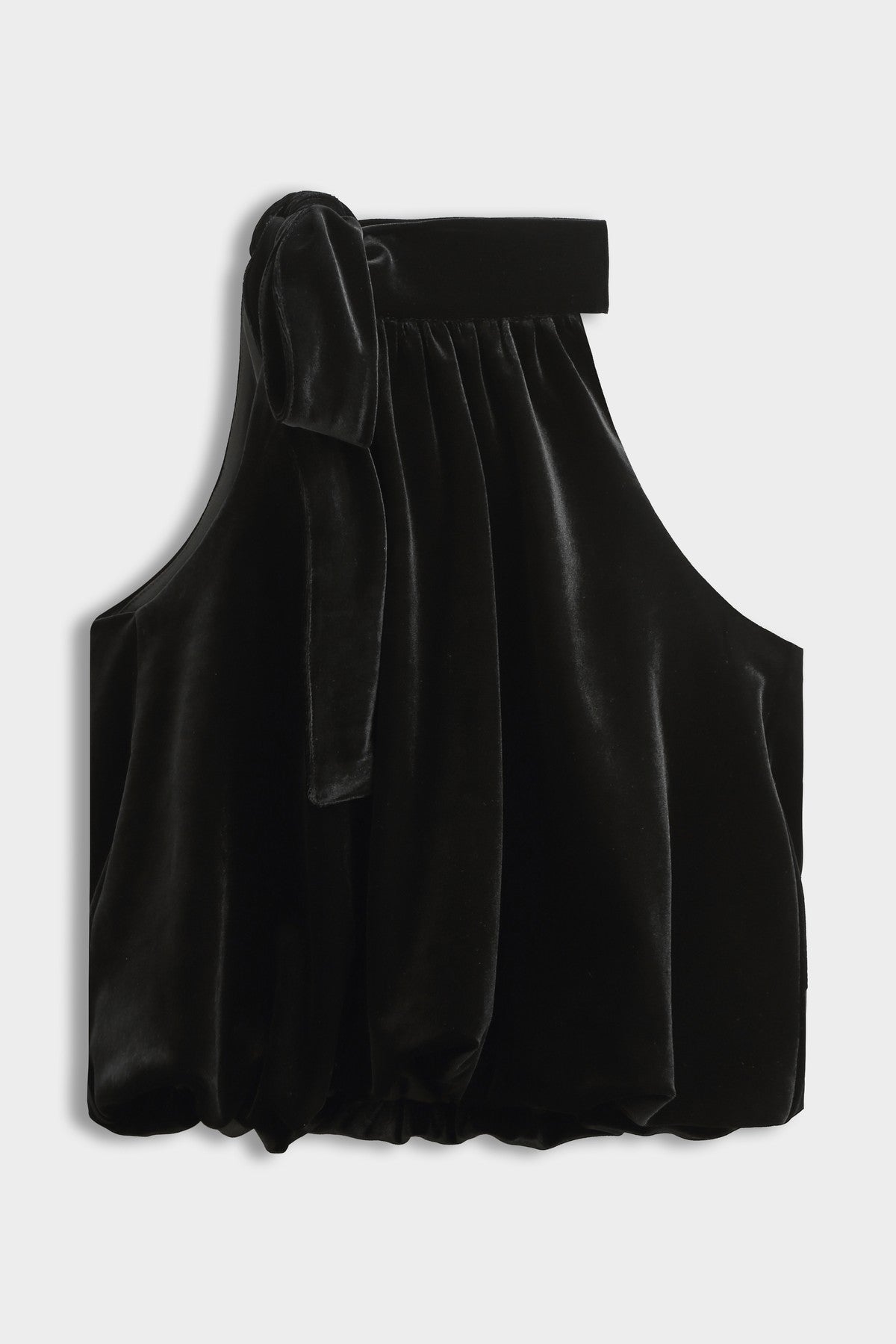 Black Velvet Tie Neck Top