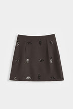 Brown Embellished Skirt