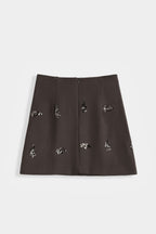 Brown Embellished Skirt