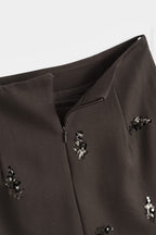 Brown Embellished Skirt