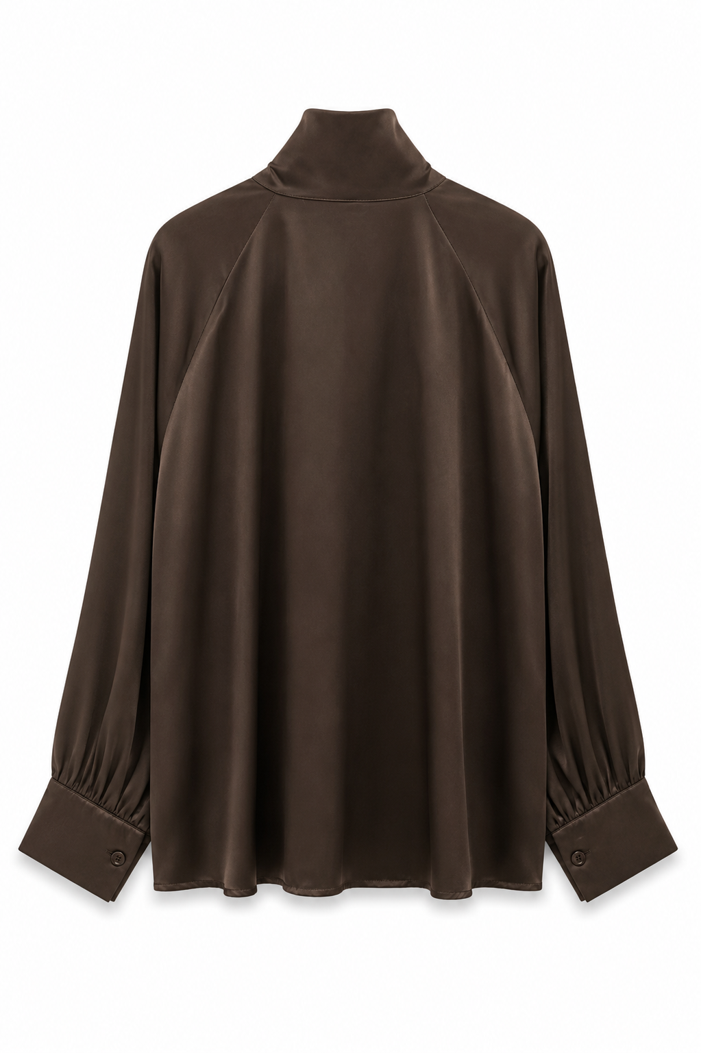 Brown Ellie Satin Tie Blouse
