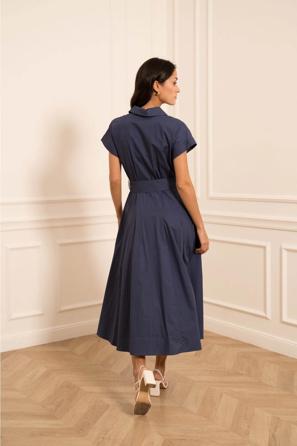 Navy Utility Midi Dress