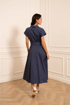 Navy Utility Midi Dress