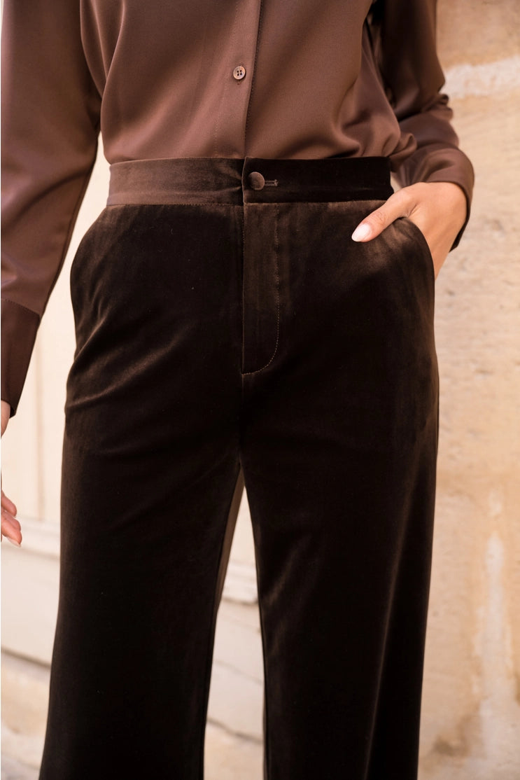 Dark Brown Velvet Trousers