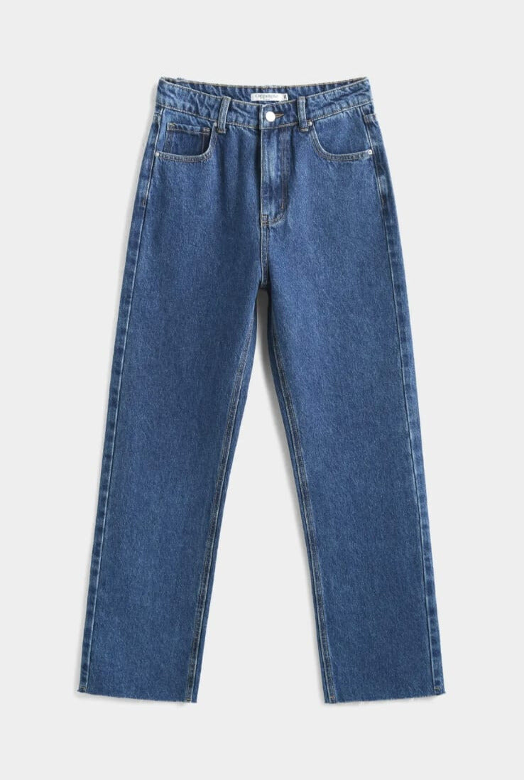 Dark Denim Raw Hem Jeans
