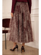 Bordeaux Amber Printed Tulle Skirt