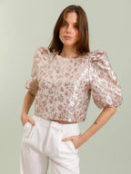 Jacquard Pink Metallic Top