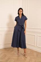 Navy Utility Midi Dress