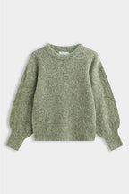 Khaki Balloon Sleeve Knitted Sweater
