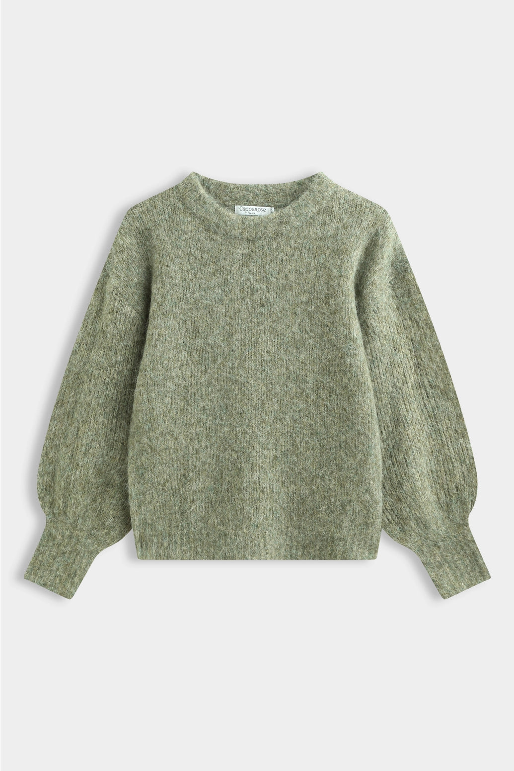 Khaki Balloon Sleeve Knitted Sweater