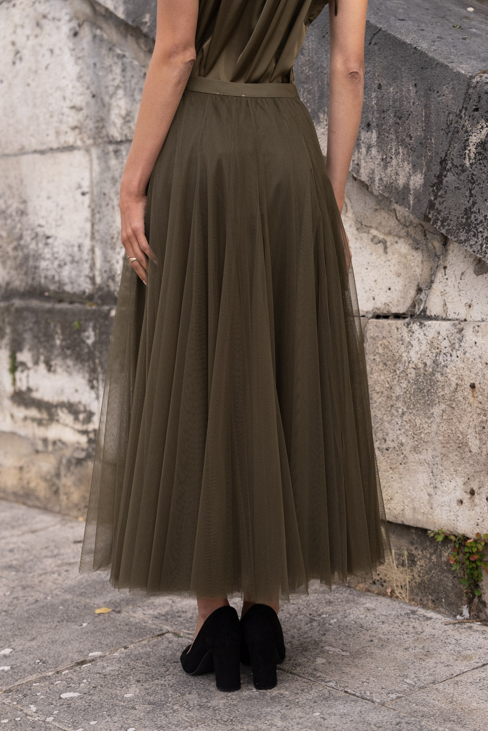 Khaki Amber Tulle Skirt