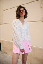 White Ruffle Blouse