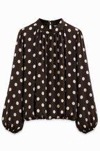 Brown Polka Dot  Elara Blouse