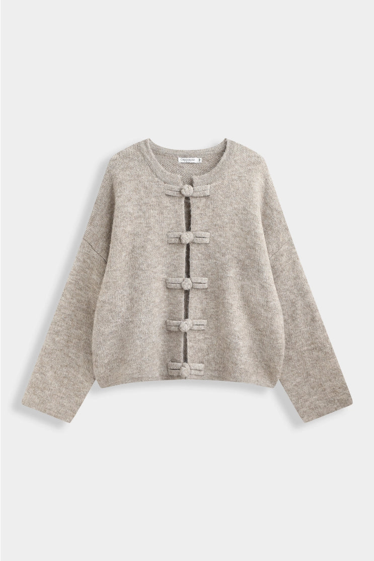 Beige Knotted Cardigan