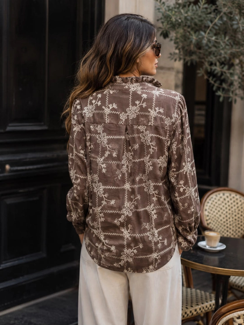 Brown Elowen Embroidered Blouse
