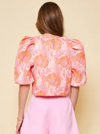 Orange Puff Sleeve Top