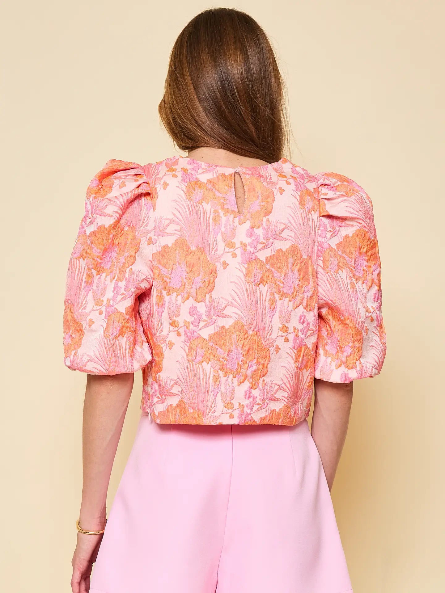 Orange Puff Sleeve Top
