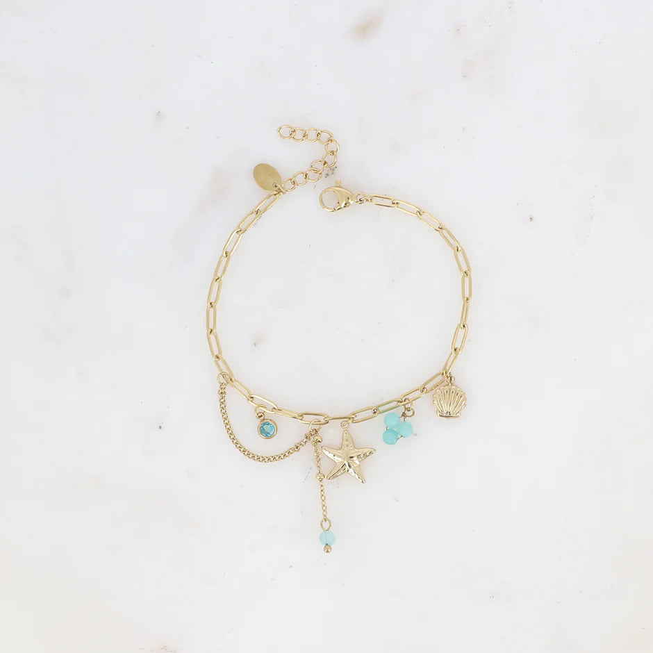 Turquoise Seahsell Charm Bracelet
