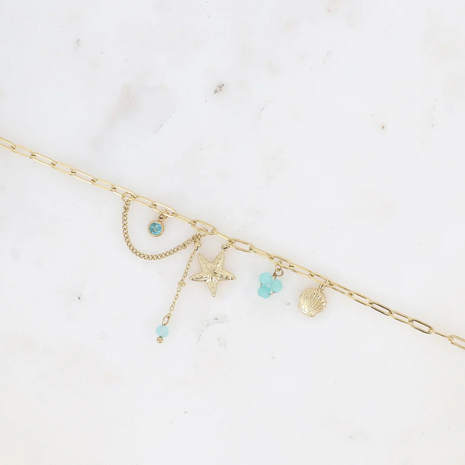 Turquoise Seahsell Charm Bracelet