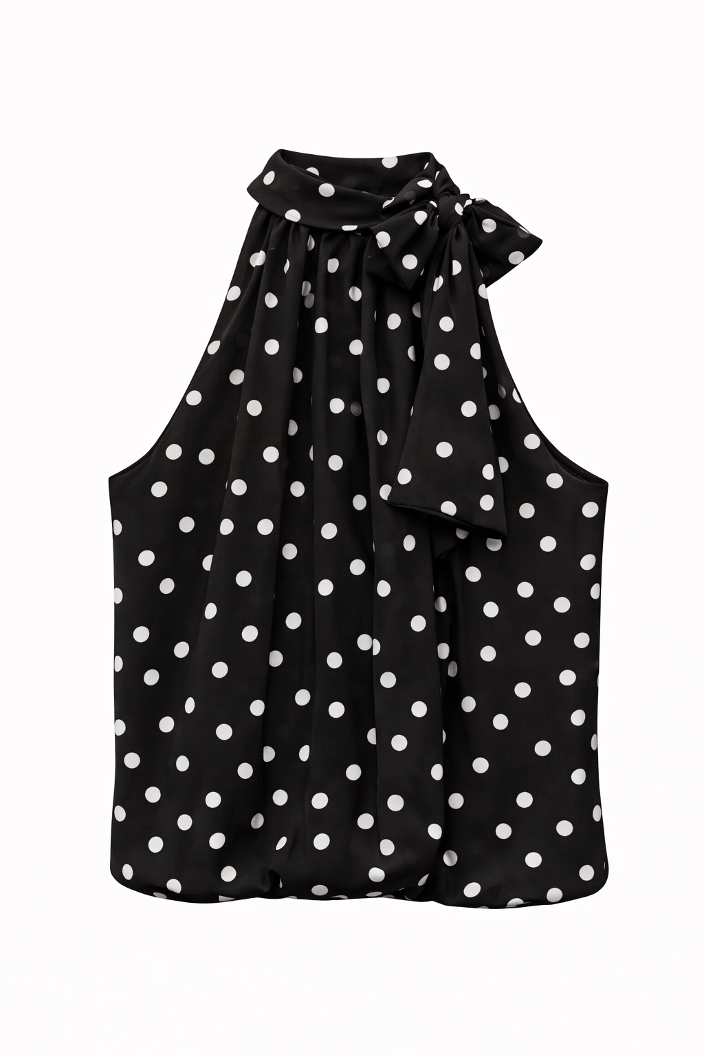 Black & White Polka Dot Print Halter Neck Top