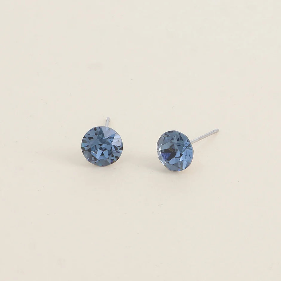 Blue Denim Swarovski Stud Earrings