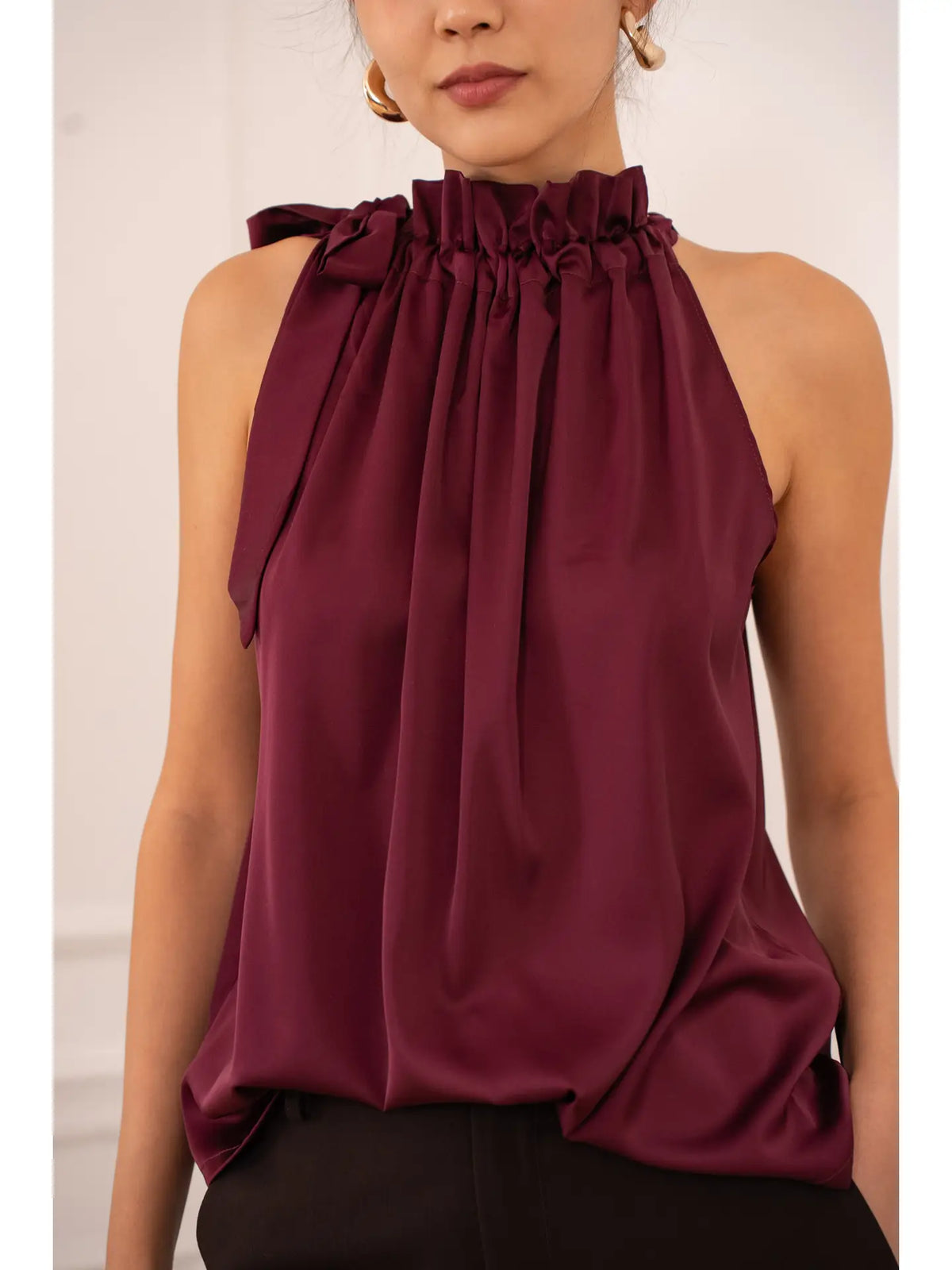 Bordeaux Elizabeth Satin Top