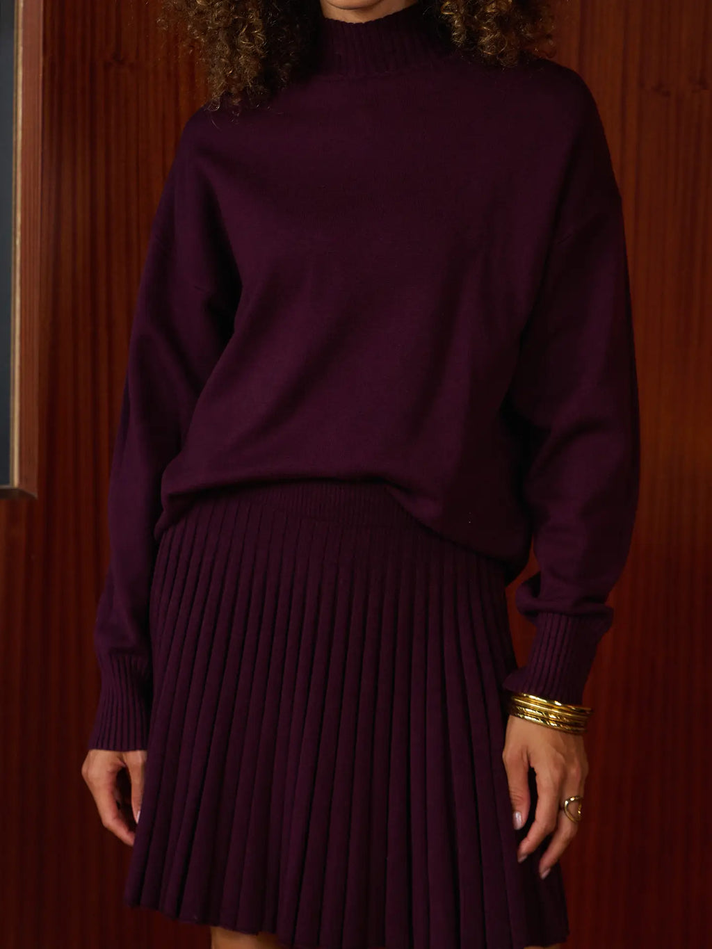High Neck Wine Sweater
