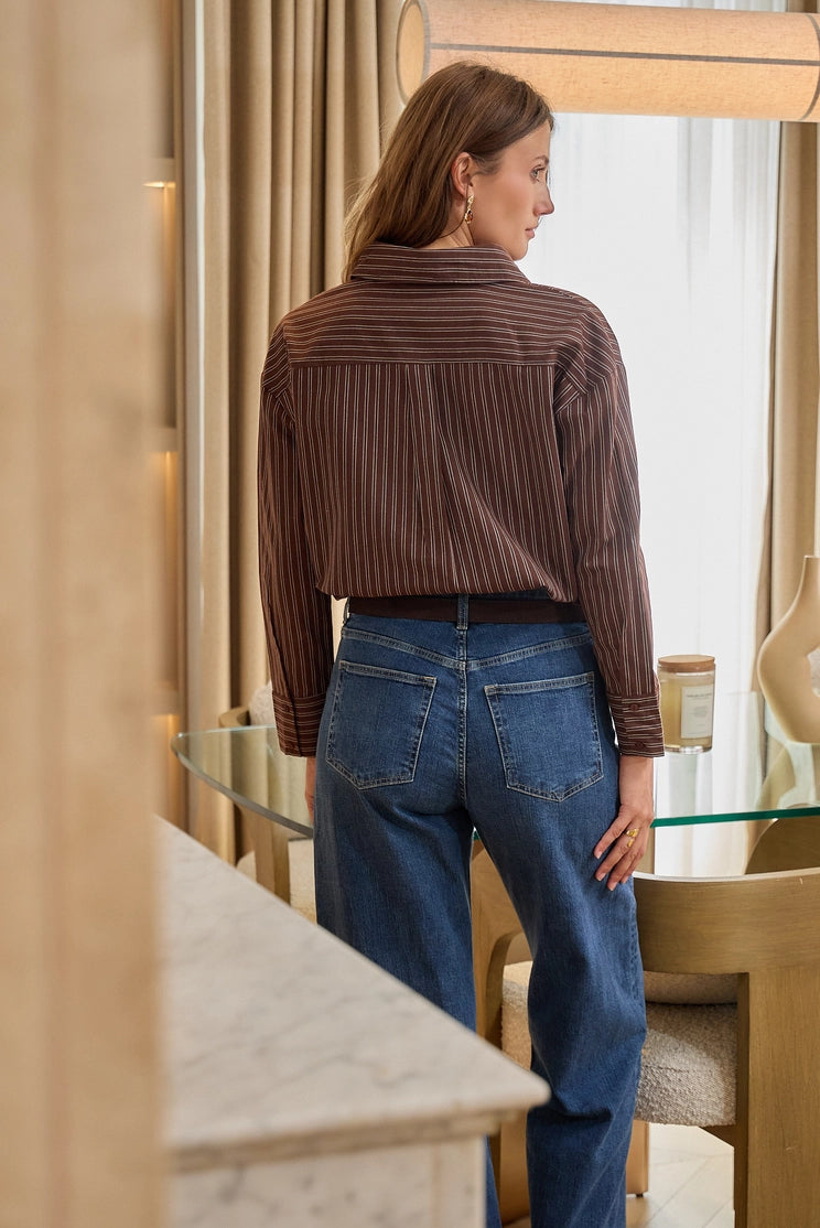 Brown Elanora Striped Shirt