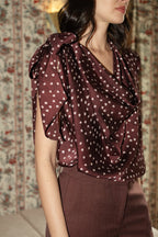 Burgundy Floral Satin Blouse